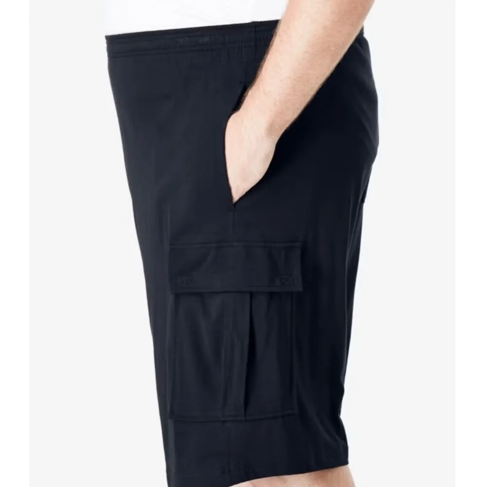 King Size Men's Knit Black Cargo Shorts Size 5XLT